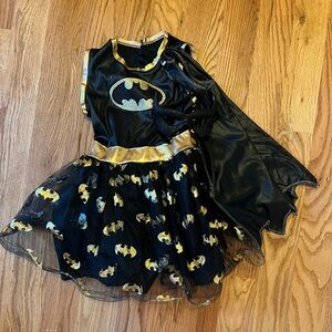 Girls Batgirl Costume Dress-Cape-Mask